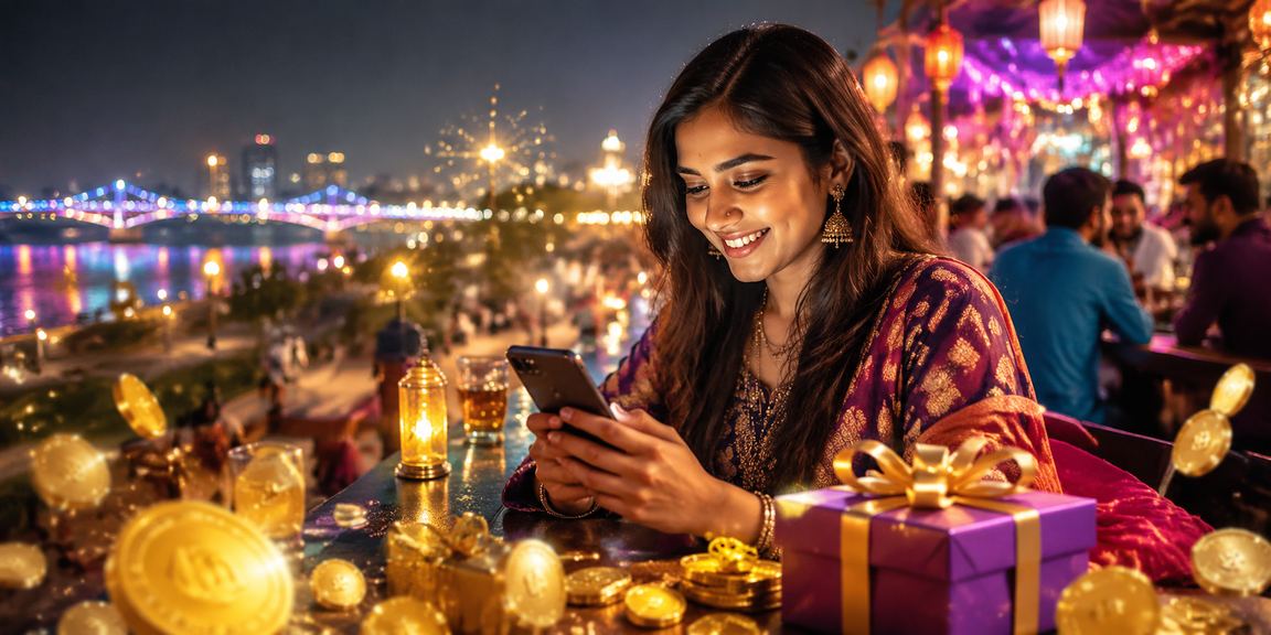 Ahmedabad riverfront with cricket betting scene at night