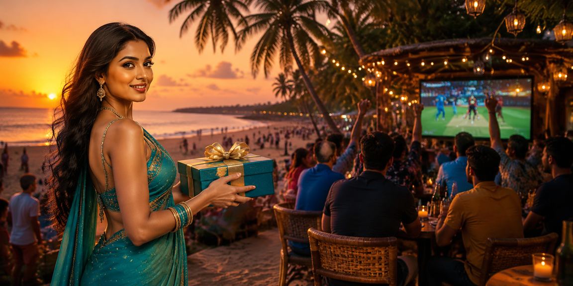 Cricket match live betting scene on Goa beach