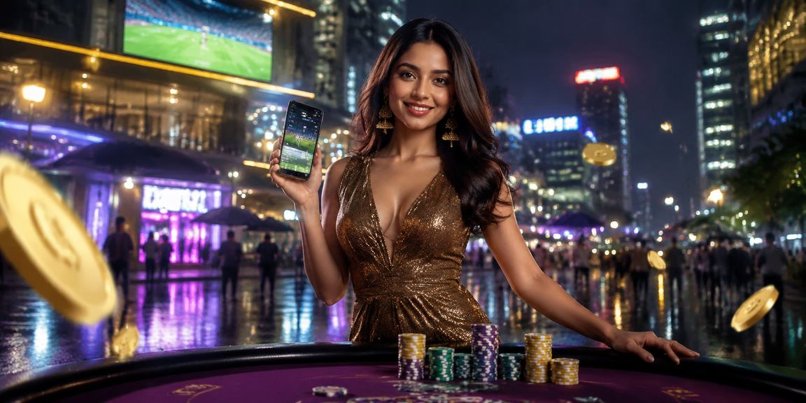Neon lit Pune city scene with mobile deposit apps